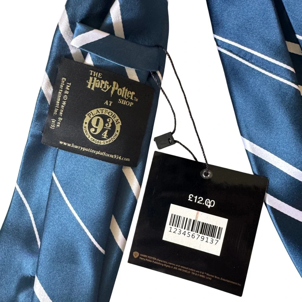 Harry Potter Shop Platform 9 3/4‎ Ravenclaw Blue White Striped Necktie NWT New